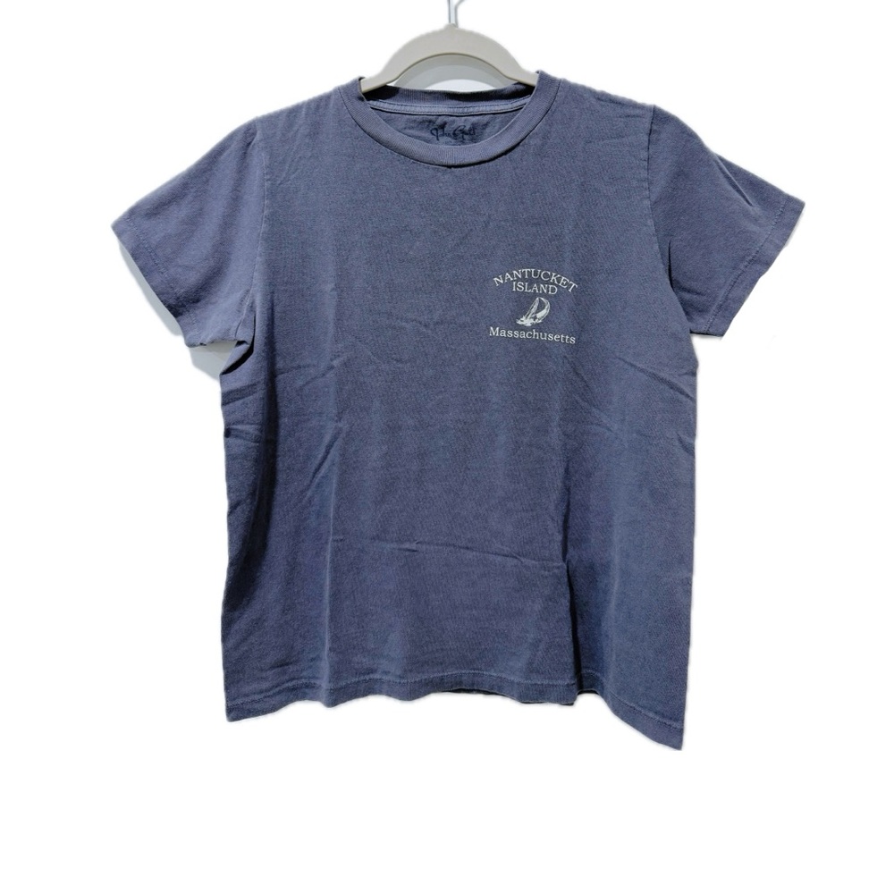 John Galt Nantucket Island Boxy Tshirt in Washed Blue